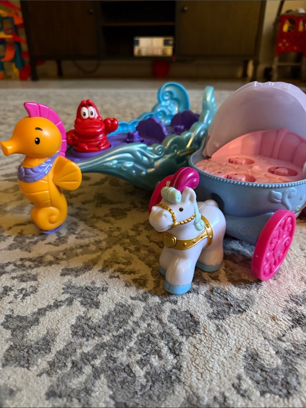 Fisher Price Little People Princess carriages- Little Mermaid and Cinderella